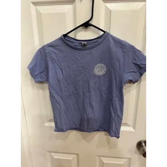 Palmetto Moon Blue “Be Happy” Smiley Graphic T-Shirt, Short Sleeve Tee, Youth S - Picture 4 of 5